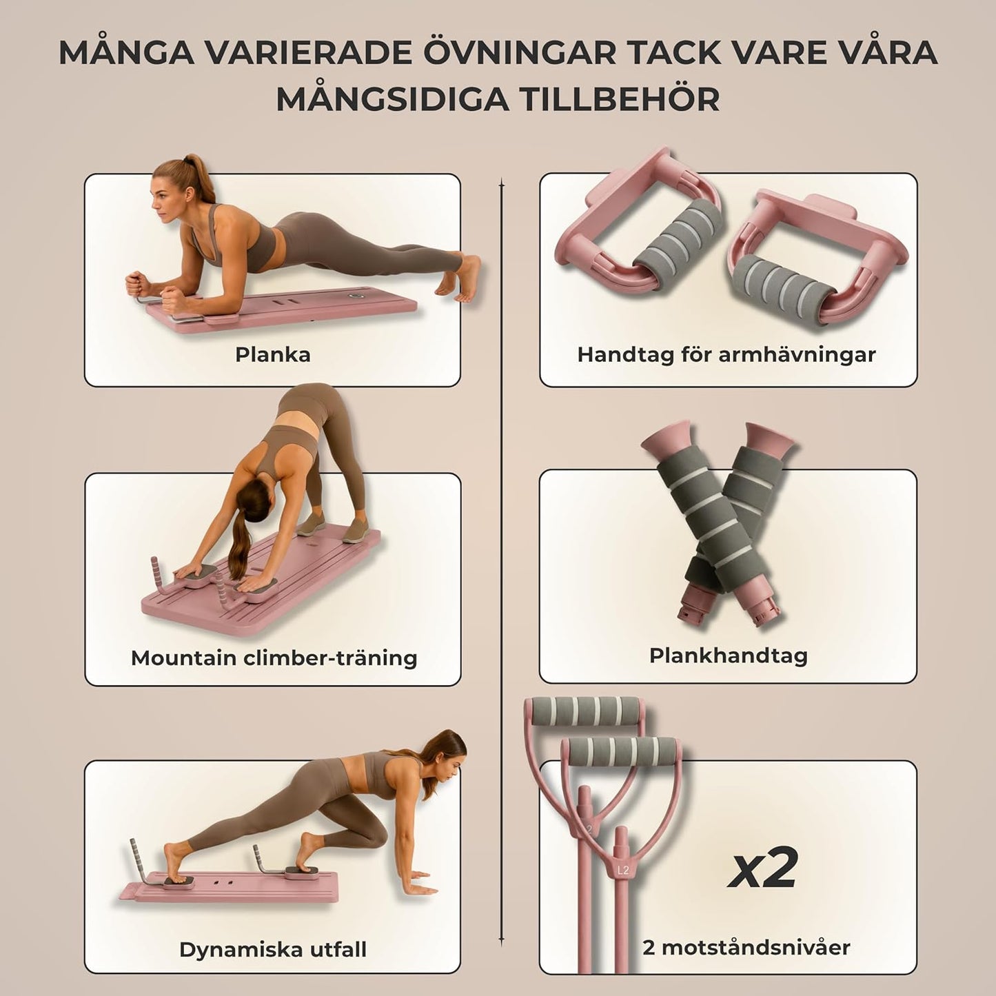 6-i-1 Pilatesbräda – Multifunktionell Träning för Hela Kroppen